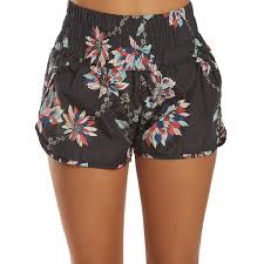 Free People Movement “The Way Home” Floral High-Rise Shorts | Smocked Waist | S